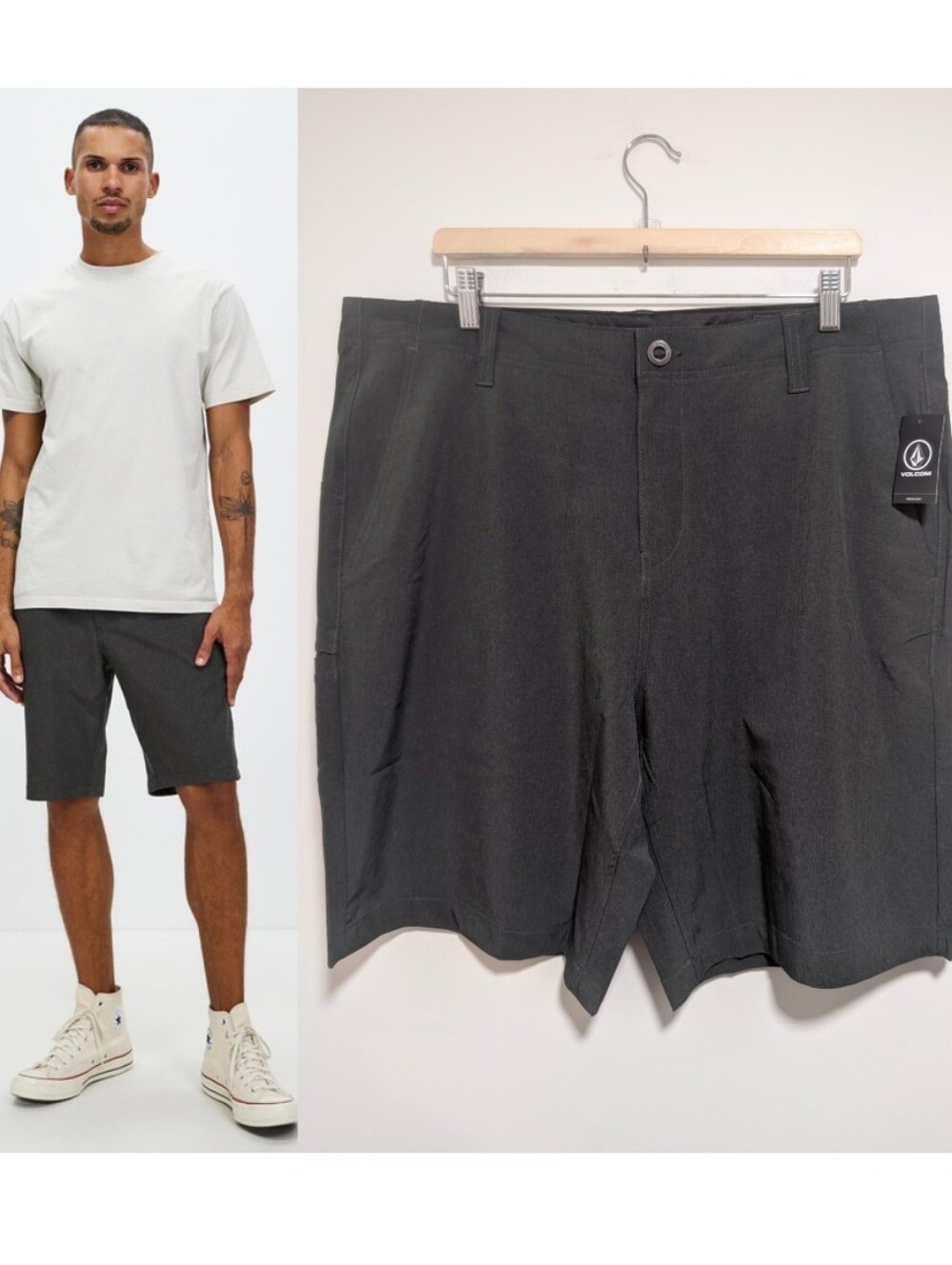 Volcom | Men's Kerosene Hybrid Chino Shorts In Charcoal Heather